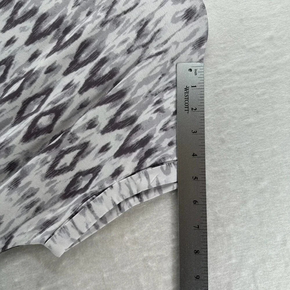 Hilary Radley Dress Size M Diamond Print Blouson Short Sleeve Mini Terry Gray - Picture 11 of 12